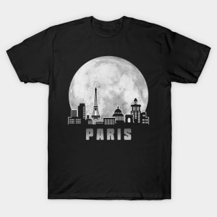 Paris France Skyline Full Moon T-Shirt